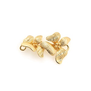 18K Gold Filled Flower Charm, Plant Connector, Connector Charm, Flower Connector, Floral Links,DIY Jewelry Making Supplies,15*24.8*2.9mm