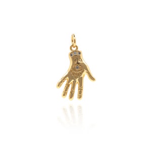 Hand Evil Eye Pendant, Micropavé CZ Hamsa Charm, Slap Pendant, 18K Gold Filled Hand Pendant, DIY Jewelry Making Supplies, 24*14.5*2.5mm