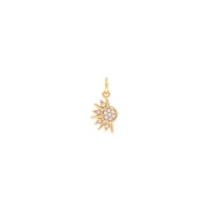 18K Gold Filled Sun Charm, Sun Charm, Sun Jewelry,Sun Pendant, Micropavé CZ Sun Necklace, DIY Jewelry Making Supplies,16.5x8x1.3mm