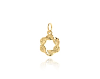 Collier bague, breloque délicat, pendentif rond, pendentif cercle rempli d'or 18 carats, pendentif torsadé, fournitures pour bijoux à faire soi-même, 17,3 x 10,6 x 1,7 mm