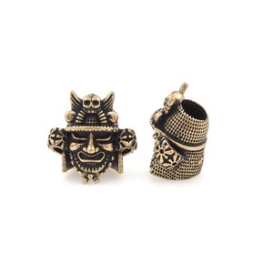 Samurai Spacer Bead，18K Gold Vintage Skull helmet spacer beads,Antique Helmet Bead, Warrior Beads,DIY Jewelry Supplies,19.5*19*12.5mm