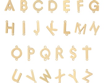 Initial Connectors,Alphabet Connector, 18K Gold Filled 26 Letter Connectors,DIY Jewelry Making Supplies, 14x8.3x1.5mm