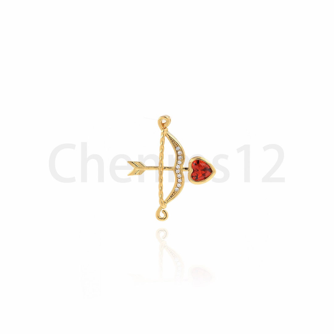 Cupid Accessory Cupid Arrow Pendant, 18K Gold Filled Heart Charm, Micropavé CZ Cupid ...