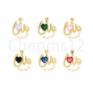 Pearl Charm,Heart Pendant, 18K Gold Filled Love Charm, Micropavé CZ Heart Necklace, Gift for Her, DIY Jewelry Accessory, 24x20x5mm