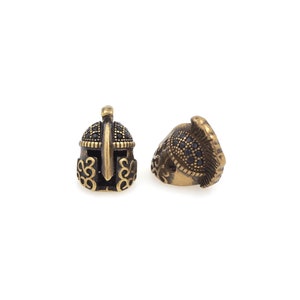 Spartan Helmet Bead,18K Gold Vintage Legion Helmet,Antique Knight&#39;s Helmet Bead,Warrior Helmet Bead,DIY Jewelry Supplies,14.3*10*12mm