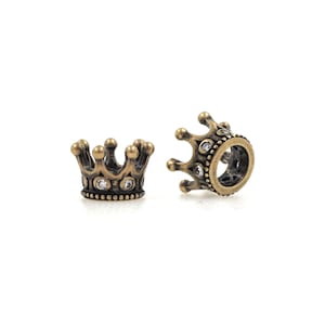 Antique Crown Spacer Beads, Micropavé CZ Crown Bracelet Spacer, 18K Gold Filled Crown Spacer Beads, DIY Jewelry Supplies, 7*11mm