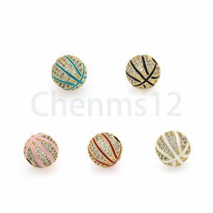 Ball Beads, Basketball Spacer Beads, 18K Gold Filled Basketball Beads, Micropavé CZ Ball Beads, DIY Jewelry Supplies, 10x10mm, 2mm Hole