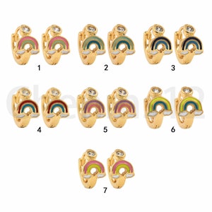 Regenboog Emaille Oorbellen, 18K Goud Gevulde Regenboog Sieraden, Micropavé CZ Weer Sieraden, Regenboog Oorbellen, Cloud Charm, 11x12x7.5mm