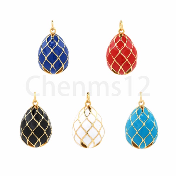 Dragon Egg Pendant,Enamel Egg Pendant,18K Gold Filled Oval Charm, Micropavé CZ Enamel Charm,Egg Jewelry,DIY Jewelry Supplies,25x14.7x14.7mm