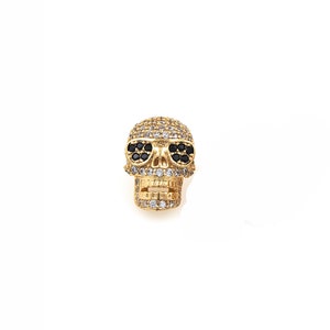 Skull Jewelry Beads，18K Gold Human Skull Spacer Beads, Micro pavé CZ Skull Spacer Beads, Skull Charm，DIY Jewelry Supplies, 12.5*9.2*9.1mm
