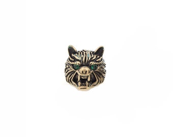 Vintage Wolf Beads,18K Gold Filled Wolf Head Beads,Micro pavé CZ Wolf Spacer Bead,Wildlife Bead,DIY Bracelet Necklace Supplies,14*11.2*9.8mm