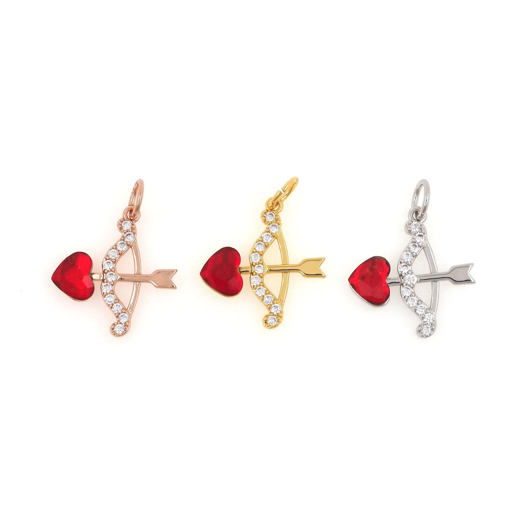 Cupid Accessory 18K Gold Filled Heart Charm, Micropavé CZ Cupid Arrow Necklace, Cupid ...