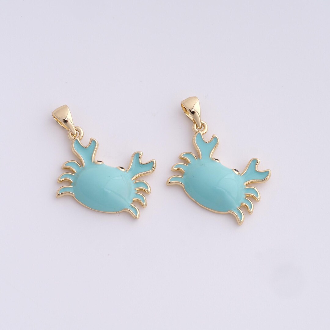Gumbo Chain Enamel Crab Pendant,crab Necklace,red Crab Pendant,18k Gold Filled Crab ...