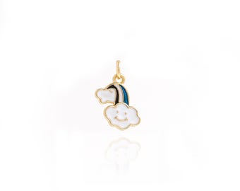 Enamel Cloud Charm,18K Gold Filled Cloud Necklace, Cloud Pendant,White Cloud Charm,DIY Jewelry Supplies,17.5x13x1.8mm