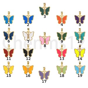 Micropavé CZ Butterfly Charm, colgante de mariposa lleno de oro de 18 quilates, joyería de esmalte, colgante volador, joyas de insectos, suministros de joyería de bricolaje, 23x20x2.5mm