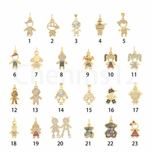 18K Gold Filled Boys Pendant, Micro Pavé CZ Charms for Girls, Kids Necklace, Kids Charms, Kids Pendant, DIY Jewelry Supplies