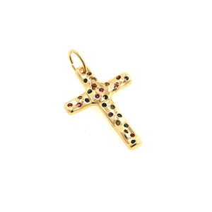 18K Gold Filled Cross Charm, Religious Necklace, Micropavé CZ Christian Necklace, Cross Pendant, DIY Jewelry Making Supplies,18*31*2mm