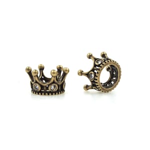 18K Gold Filled Crown Spacer Beads, Antique Crown Spacer Beads, Micropavé CZ Crown Bracelet Spacer, DIY Jewelry Supplies, 7.5*12.7*mm