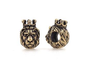 18K Gold Filled Wildlife Beads, Micro pavé CZ Crown Lion Spacer Beads, Vintage Lion King Spacer Beads, DIY Jewelry Supplies, 14*9.3*12.5mm