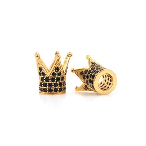 King Power Charm, 18K Gold Filled Crown Spacer Beads, Crown Spacer Beads, Micropavé CZ Crown Bracelet Spacer, DIY Jewelry Supplies, 13*12mm