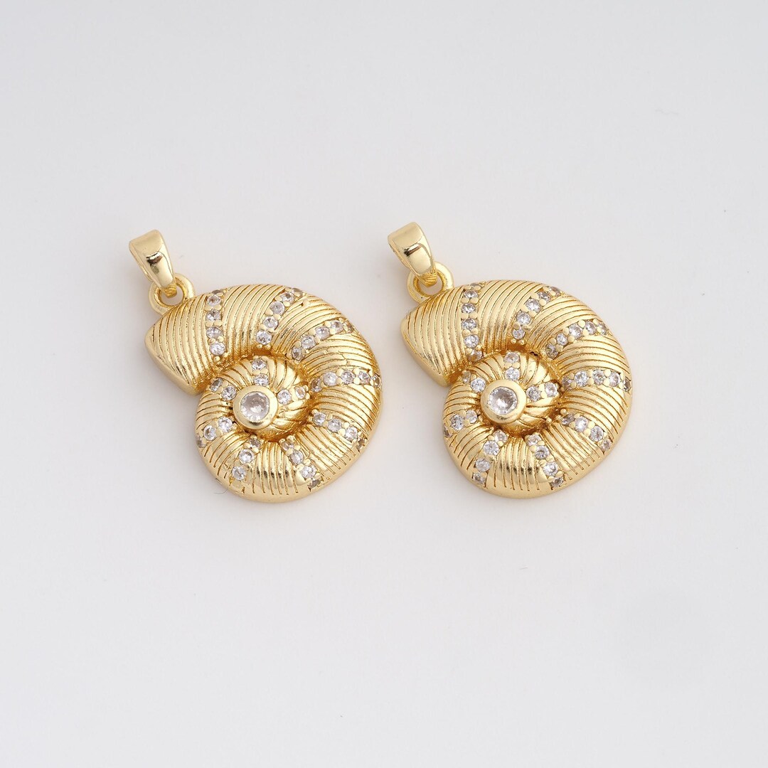Snail Shell Rings 18K Gold Filled Snail Shell Charms,micropavé CZ Shell Pendant,snail ...