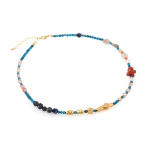 Stone Beaded Necklace, Mixed Beaded Necklace, Boho Necklace,Pearl Necklace, Mother&#39;s Day Gift, Perfect Gift for Her,43cm