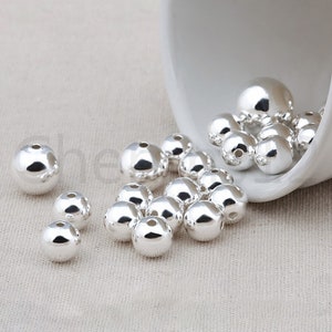 100 stuks, Ball Beads, Armband Ronde Kralen, S925 Zilveren Losse Kralen, Sterling Zilveren Spacer Kralen, Meerdere Maten, DIY Sieraden Benodigdheden,