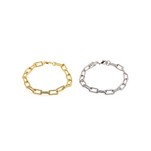 Pulsera de cadena cuadrada, pulsera de cadena rectangular rellena de oro de 18 quilates, pulsera empalmada, pulsera martillada, pulsera de oro grueso, regalo para él