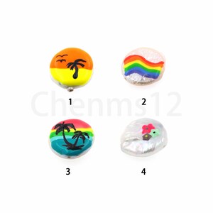 Rainbow Beads,Real Pearl Beads,Flower Beads,Tree Beads,Enamel Beads,Pearl Bracelet Beads, Smiley Beads,DIY Jewelry Supplies,17.5x16.5x6.2mm