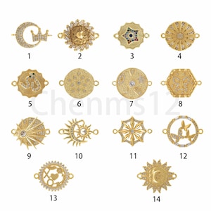 Snake Connector, Micropavé CZ Good Luck Connector, Moon Connector, Crescent Charm, 18K Gold Filled Sun Connector, DIY Jewelry Supplies