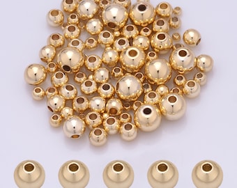 100pcs 14K Gold Filled Beads,Durable Beads That Do Not Fade Easily,Seamless Spacer Beads,Brass Loose Beads,Gold Beads for Jewelry Making