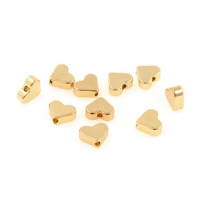10 pcs，18K Gold Filled Heart Beads, Love Beads,Heart Spacer Beads, Heart Spacers, Heart Beads, DIY Jewelry Supplies,5.5x6.8mm