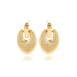 Gouden ovale oorbellen, Boho oorbellen, Micropavé CZ bungelende oorbellen, 18K Gold Filled Drop Oorbellen, DIY sieraden maken van benodigdheden, 32,5x20,5x5mm