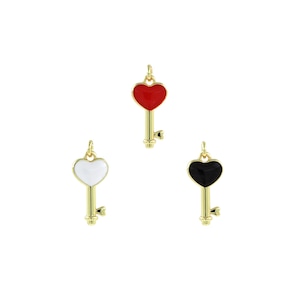 Hartsleutelhanger, 18 kt gold filled sleutelketting, hartsleutelhanger, geëmailleerde sleutelhanger, hoofdsleutelhanger, doe-het-zelf sieradenbenodigdheden, 19,5 x 8,5 x 2 mm