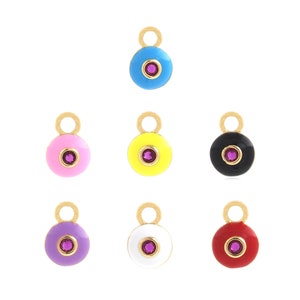 Round Pendant, 18K Gold Filled Eye Pendant, Enamel Evil Eye Charm, Eye Necklace, Lucky Eye Pendant,DIY Jewelry Supplies, 13.2x9.3x3.6mm