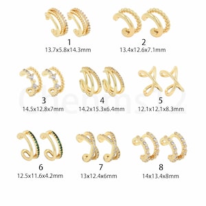 Pendientes de clip clásicos, pendientes sin agujeroPendientes de micropavé CZ Everyday, pendientes de clip de hueso fino, relleno de oro de 18 quilates para regalar,