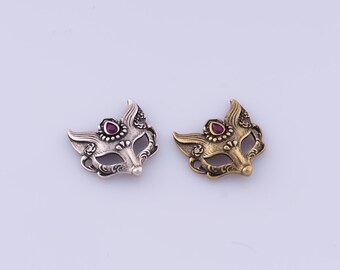 Mask Pendant, 18K Gold Filled Mask Charm,Mask Charm, DIY Jewelry Supplies, 16.6x16.4x4mm