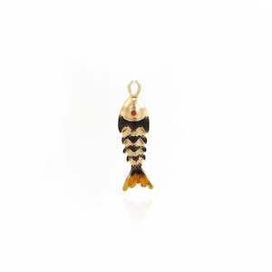 Enamel Fish Necklace, 18K Gold Filled Fish Necklace,Sea Life Pendant, DIY Jewelry Supplies,31.2x9x6mm