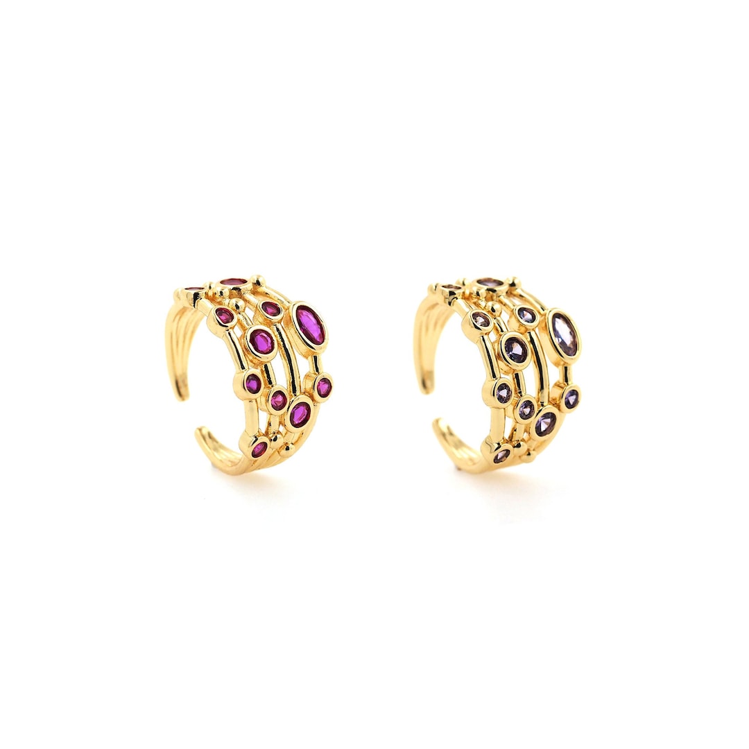 Chunky Rings, Micropavé CZ Round Rings, 18K Gold Filled Whipped Rings ...