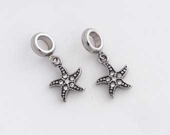 Dije de estrella de mar de acero inoxidable, colgante de estrella de mar, collar de estrella de mar, joyería de estrella de mar, suministros para hacer joyas DIY, 25,7 x 12 x 3,6 mm
