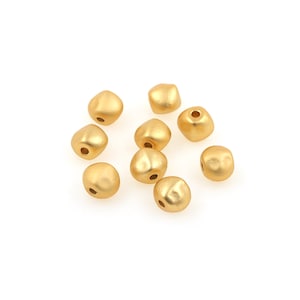 10pcs,Brass Loose Beads,18K Gold Filled Round Irregular Spacer Beads,Bracelet Beads,Hammered beads, Ball Beads,DIY Jewelry Supplies,5.5*7mm