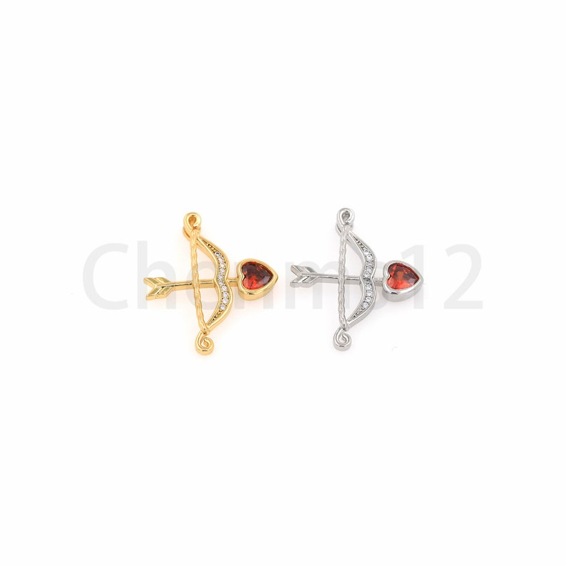 Cupid Accessory Cupid Arrow Pendant, 18K Gold Filled Heart Charm, Micropavé CZ Cupid ...