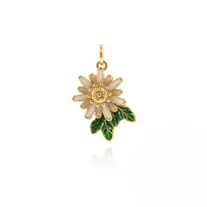 Daisy Pendant,Enamel Flower Pendant,Gerbera Charm,Plant Necklace,18K Gold Filled Chrysanthemum Necklace,DIY Jewelry Supplies,22.5*12.5*3.8mm
