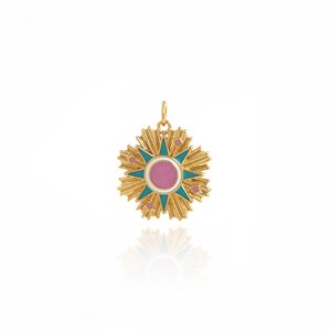 Blumen Anhänger, 18K Gold Filled Blumen Charm, Emaille Charm, DIY Schmuckherstellung Zubehör, Geschenk für sie, 24.3x19x2.3 mm