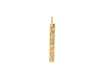Rectangle Necklace,18K Gold Filled Bar Pendant,Stick Necklace, Micropavé CZ Stick Charm, Bar Charm,DIY Jewelry Making Supplies, 3*26*1.5mm