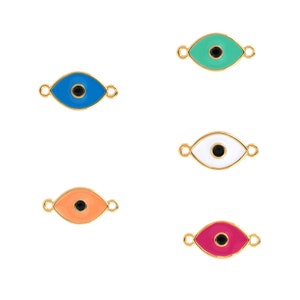 Lucky Eye Connector, 18 Gold Filled Eyeball Connector, Bracelet Necklace Connector, Evil Eye Charm, DIY Jewelry Supplies, 7.5x15.5x1.5mm