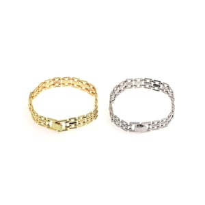 Pulsera de cadena de reloj, pulsera soldada, pulsera bohemia, pulsera de cadena gruesa rellena de oro de 18 quilates, regalo para él