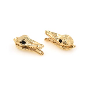 Alligator Spacer Beads, 18K Gold Filled Bracelet Beads, Sea Life Beads, Alligator Jewelry Beads, DIY Jewelry Making Supplies, 20*8*7mm