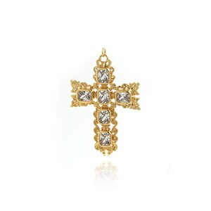 Religious Necklace,18K Gold Filled Cross Charm, Micropavé CZ Christian Necklace, Cross Pendant,  DIY Jewelry Making Supplies,73.2x47x4.5mm