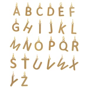 Pendentif alphabet, breloque initiale remplie d'or 18 carats, collier de 26 lettres, breloque mot, pendentif lettre, bijoux alphabet, fournitures pour bijoux bricolage, 12*7*1 mm